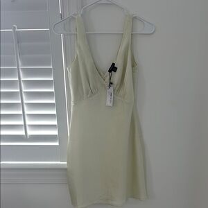 Nasty Gal Satin V Neck Ruched Mini Dress